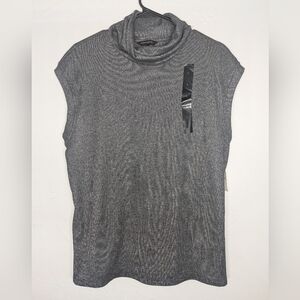 NWT Banana Republic Sleeveless Metallic Cowl Neck Sweater Top Gray L